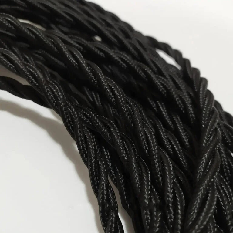 Cablu Textil Impletit Vintage 3X0,5MM 10M/Pac Negru