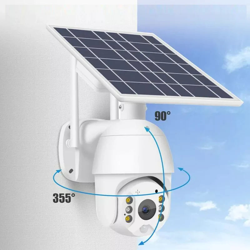 Camera de supraveghere wireless cu panou solar si rotire 355°, control telefon, 1080p, WiFi/4G, vedere nocturna infrarosu