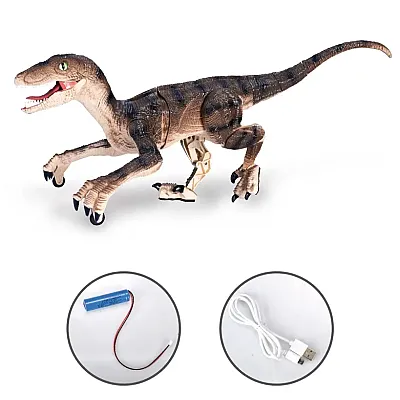 Jucarie interactiva, Dinozaur cu telecomanda,SM180 Figurina Velociraptor cu lumini si sunete realiste