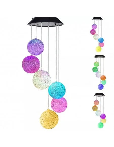 Decoratiune cu 6 globuri cu incarcare solara si jocuri de lumini pentru gradina
