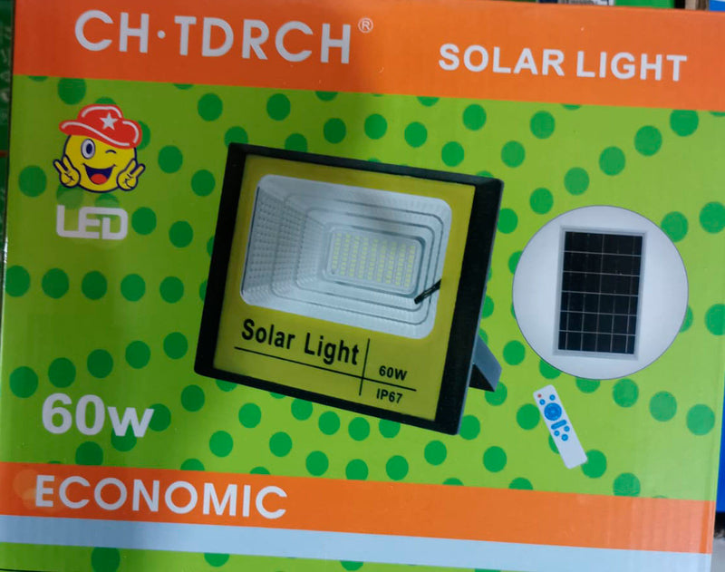 Proiector solar LED 60 W, panou solar, telecomanda