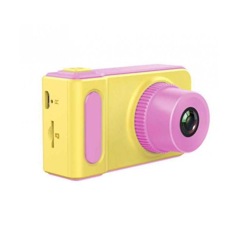 Camera foto pentru copii galben cu roz + card de memorie 8 GB